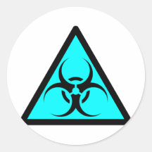 Bio Hazard or Biohazard Sign Symbol Warning Blue Stickers