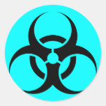 Bio Hazard or Biohazard Sign Symbol Warning Blue Stickers