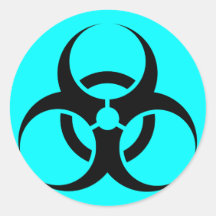 Bio Hazard or Biohazard Sign Symbol Warning Blue Stickers