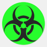 Bio Hazard or Biohazard Sign Symbol Warning Green Round Stickers