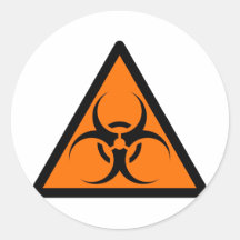 Bio Hazard or Biohazard Sign Symbol Warning Orange Round Stickers