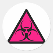 Bio Hazard or Biohazard Sign Symbol Warning Pink Round Sticker