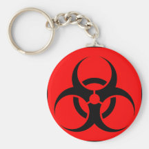 Bio Hazard or Biohazard Sign Symbol Warning Red Keychain