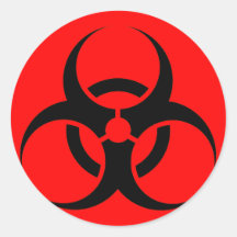 Bio Hazard or Biohazard Sign Symbol Warning Red Round Stickers