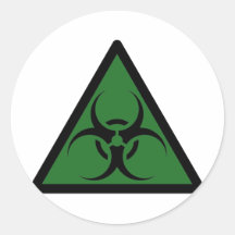 Bio Hazard or Biohazard Sign Symbol Warning Round Stickers
