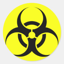 Bio Hazard or Biohazard Sign Symbol Warning Yellow Sticker