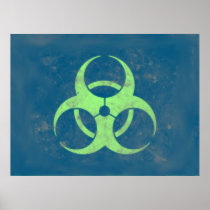 Biohazard Lime Green Blue Background Print