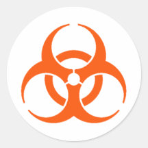 biohazard orange round stickers