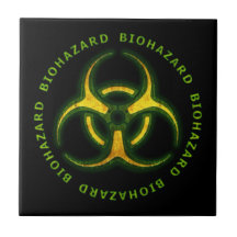 Biohazard Zombie Warning Ceramic Tile