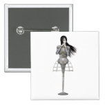 Biomechannequin Woman 3 - 3D Goth Mannequin Button