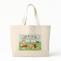biped caveman think on feet tote bag
