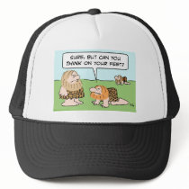 biped caveman think on feet hat