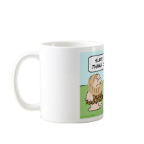 biped caveman think on feet coffee mug