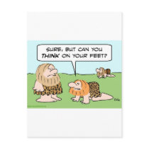 biped caveman think on feet postcard
