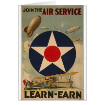 Biplane Blimp Airship Airplane Vintage Art Card