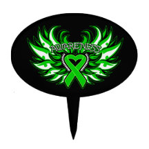 Bipolar Disorder Awareness Heart Wings Cake Pick