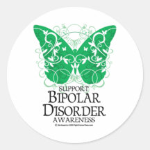 Bipolar Disorder Butterfly Round Sticker