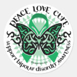 Bipolar Disorder Butterfly Tribal 2 Round Stickers