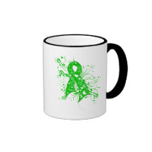 Bipolar Disorder Floral Swirls Ribbon Coffee Mugs