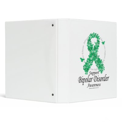 Bipolar Disorder Ribbon of Butterflies Vinyl Binders by fightcancertees