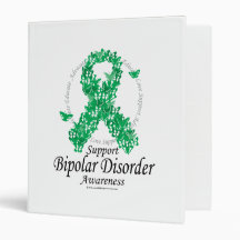 Bipolar Disorder Ribbon of Butterflies Vinyl Binders