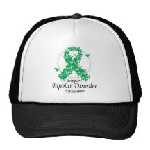 Bipolar Disorder Ribbon of Butterflies Hats