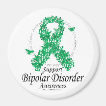 Bipolar Disorder Ribbon of Butterflies Magnet