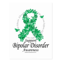 Bipolar Disorder Ribbon of Butterflies Post Card