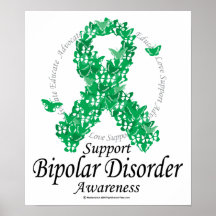 Bipolar Disorder Ribbon of Butterflies Poster