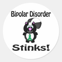 Bipolar Disorder Stinks Skunk Awareness Design Round Stickers