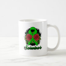 Bipolar Disorder Survivor Rose Grunge Tattoo Mugs