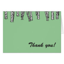 Birch bark thank you - pear green greeting cards