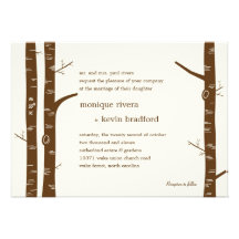 Birch Trees Wedding Invitation - Almond
