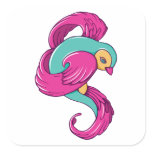 Bird 6 ~ Vintage Forties Tattoo Bird Art Square Stickers