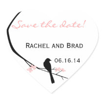 Bird and Blossom Save the Date Sticker