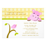 Bird and hippo polkadots baby shower invitation