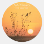 Bird at sunset photograph bookplate stickers