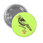 Bird Birds Black Tree Flower Art Cartoon Animal Button