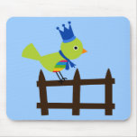 Bird Birds Green Cute Crown Fence Cartoon Animal Mousepads