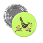 Bird Birds Tree Flowers Black Art Cartoon Animal Button