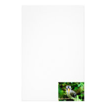 bird black white yellow beak against green painted personalized stationery