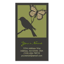 Bird Butterfly Profile Card (Green) Business Card