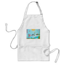 Bird Family Art Collage Apron