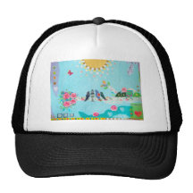 Bird Family Art Collage Hats