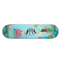 Bird Family Art Collage Skate Deck