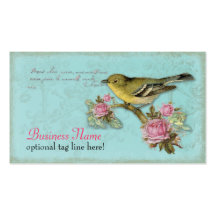 Bird in Pink Roses Business Cards