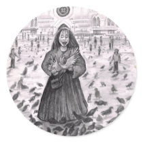 Bird Lady Fun with the Pigeons Stickers