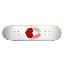 bird love hearts custom skate board