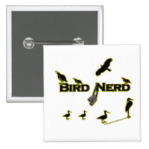 Bird Nerd Silhouette Buttons