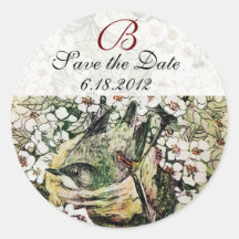 BIRD NEST monogram,white brown green yellow Sticker